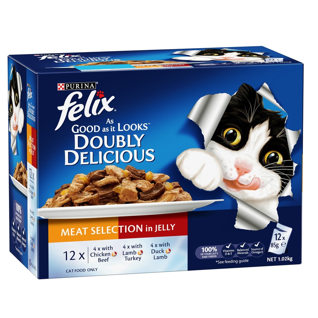 Purina Felix Double Delicious Meat Selection in Jelly (12x85g)