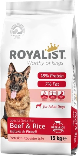 [FDF-RY-06352] Royalist Dry Cat Food Beef & Rice for Adult Dogs 15Kg