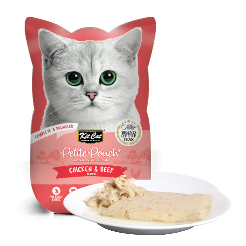 [WF-KC05131] Kitcat Petite Pouch Complete Food-Chicken & Beef 70g
