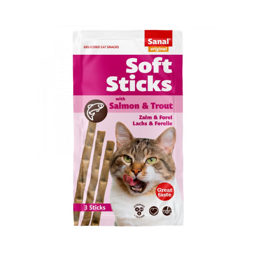 [TR-SAN-04232] Sanal Salmon & Trout Soft Sticks for Cats 3X15g