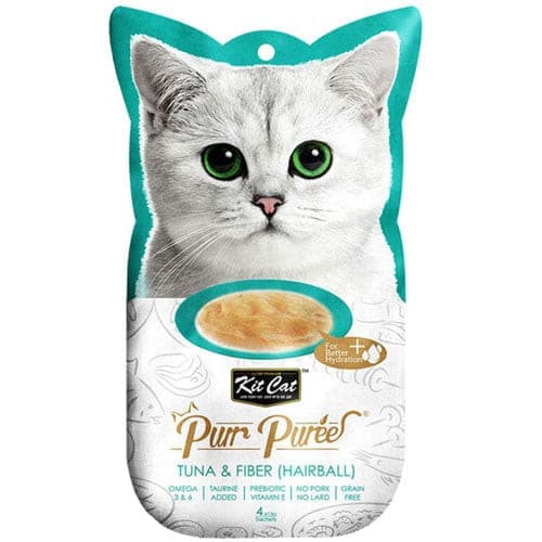 [TR1KC0069] Kit Cat Puree Tuna & Fiber (Hairball) 15gx4 Sachet
