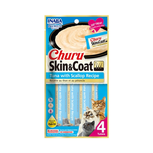 [TR1INCH0055] Inaba Churu Skin&Coat with Scallop 4X14g