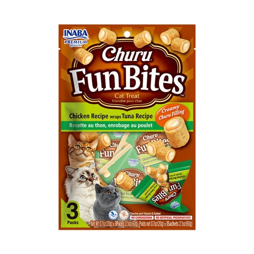 [TR-INA-03989] Inaba Churu Fun Bites Chicken Recipe Wraps Tuna 3X
