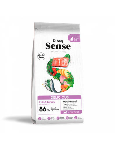 [DF-DS-01791] Dibaq Sense - Cat Complete Food, Grain Free, Made With Delicious Fish & Turkey (1.5Kg)
