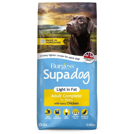 [FDF-BG-01864] Burgess Supadog Finest Light Adult Complete Rich in Tasty Chicken 12.5KG