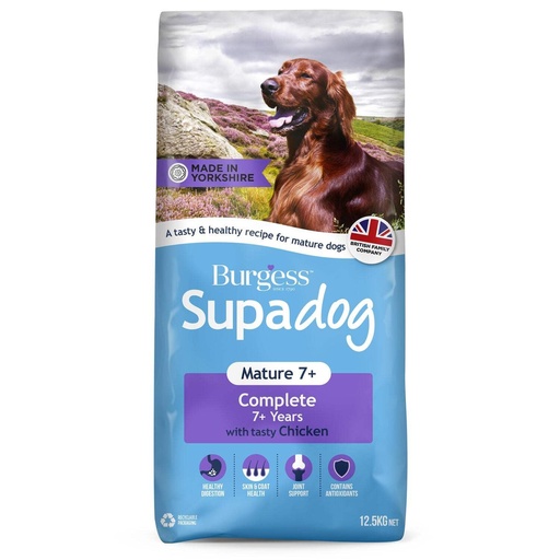 [FDF-BG-01866] Burgess Supadog Finest Senior/Mature Complete With Tasty Chicken 12.5KG